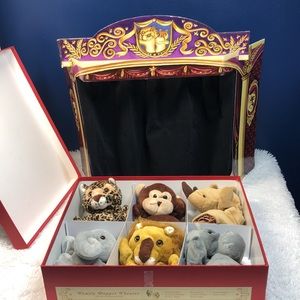 Restoration Hardware Family Puppet Theater w/ 6 Animals & Stage
